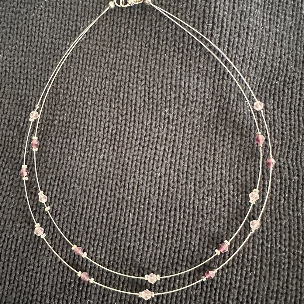 Elegant Silver and Purple Beaded Necklace